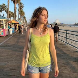 Neon Green Y2k Top Lingerie Style Camisole Funky Grunge Madonna LG